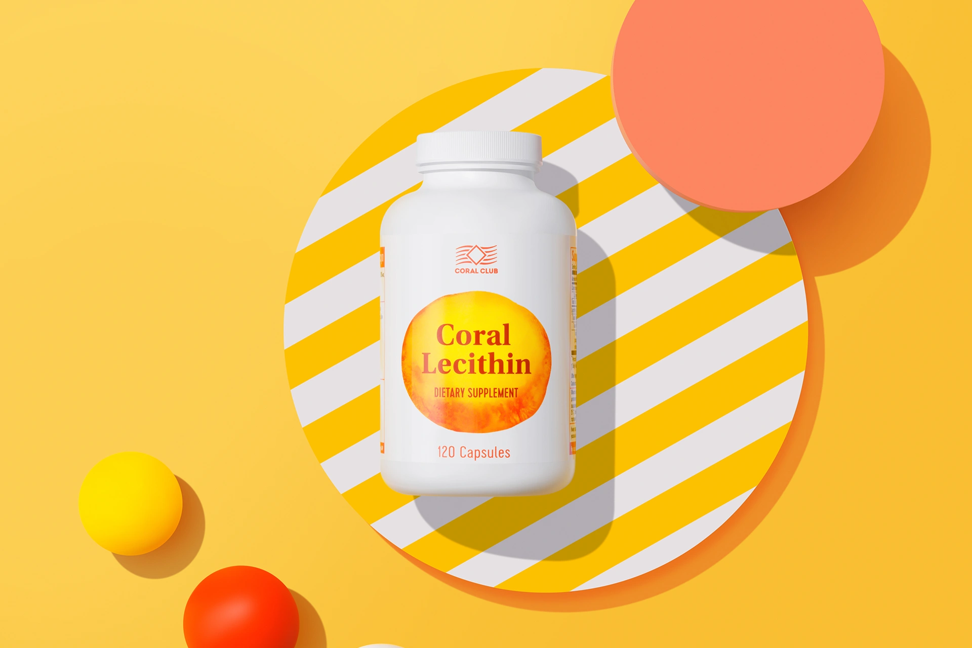 Convenient Coral Lecithin capsule format in a lifestyle setting with natural ingredients
